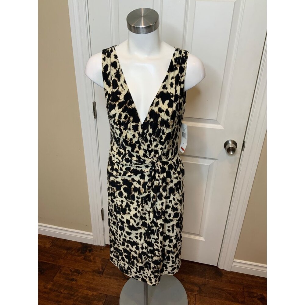 Lauren Ralph Lauren Laurel Drive Black Cream Animal Print Dress NWT $134 Size 4